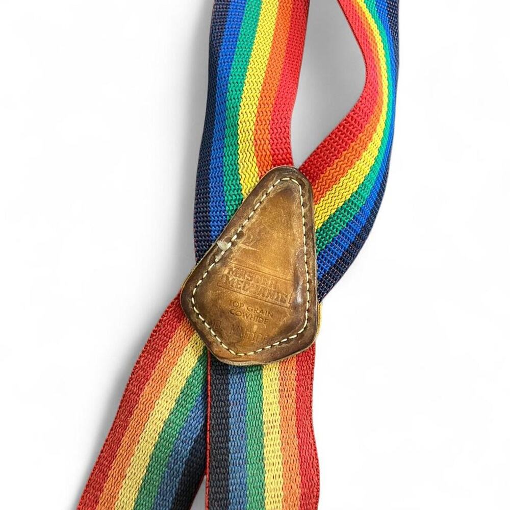 Rainbow suspenders with leather details